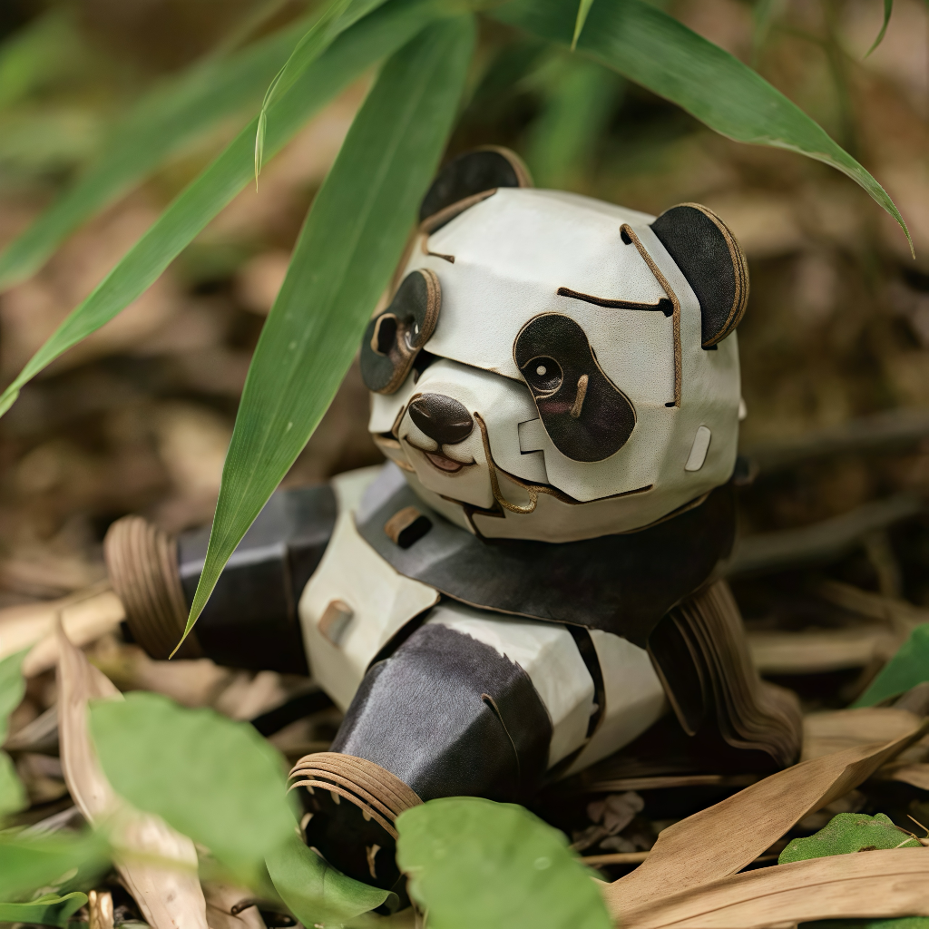 Panda 3D Wooden Puzzle Model