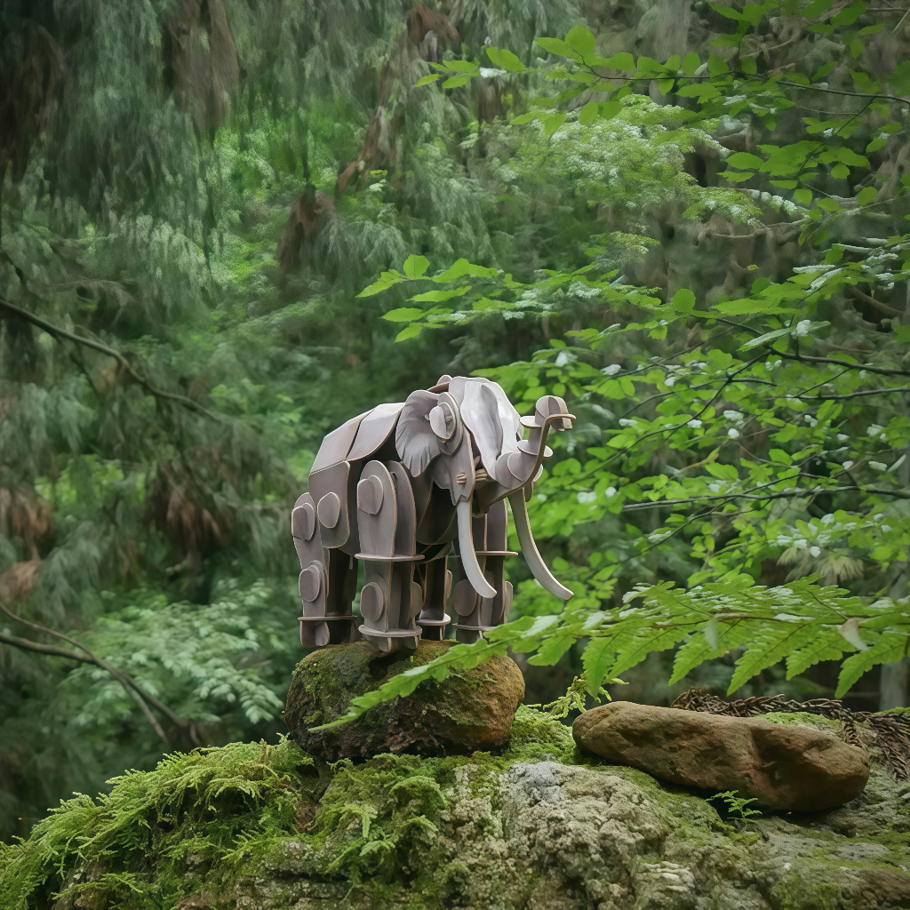 Elephant 3D Wooden Puzzle Model