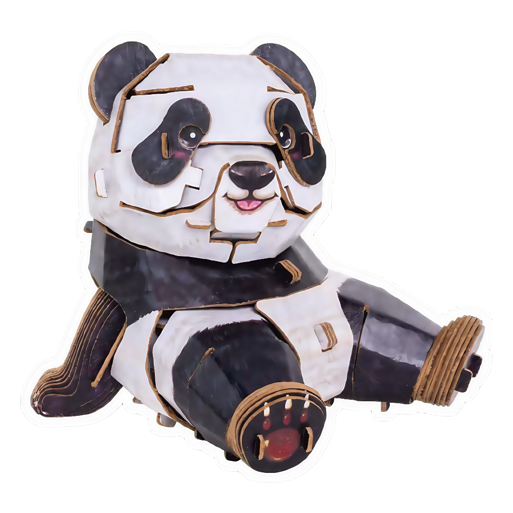 Panda 3D Wooden Puzzle Model