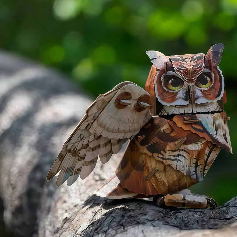 Great Horned Owl 3D Wooden Puzzle Model