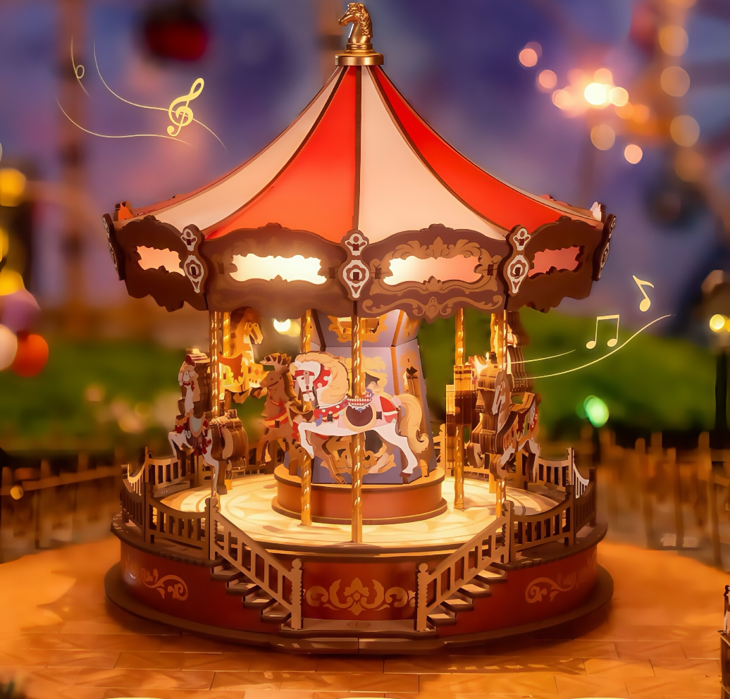 Light-Up Music Carousel 3D Wooden Puzzle
