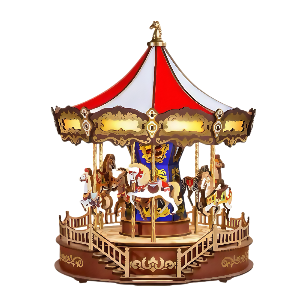 Light-Up Music Carousel 3D Wooden Puzzle