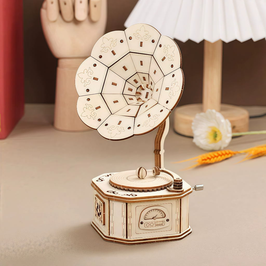 Hand-Crank Gramophone 3D Wooden Puzzle