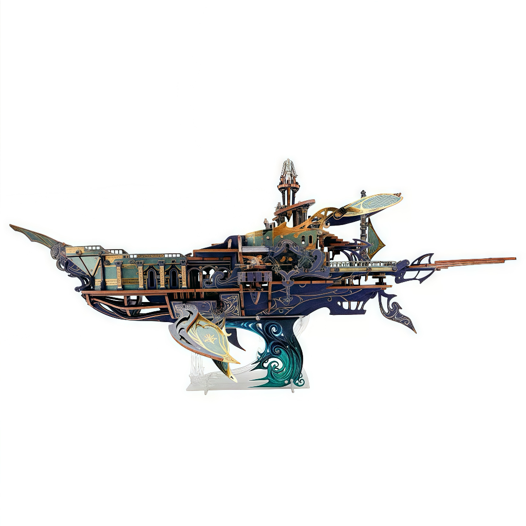 Cosmic Whale Ship 3D Wooden Puzzle
