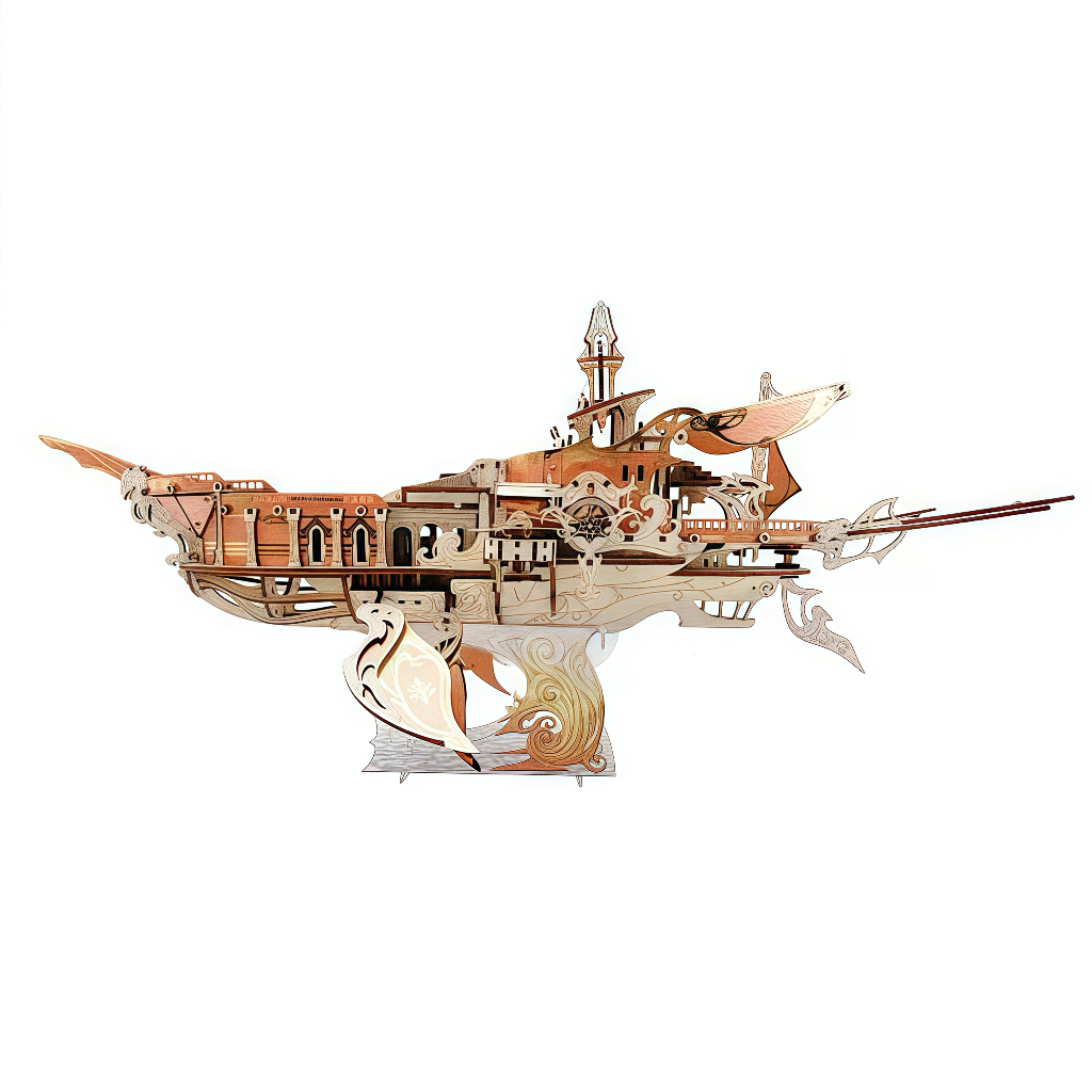 Cosmic Whale Ship 3D Wooden Puzzle