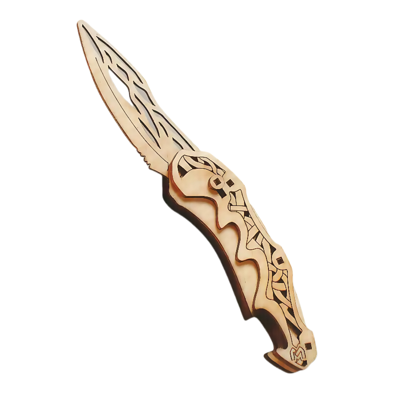 Spring-Assisted Knife Wooden 3D Puzzle