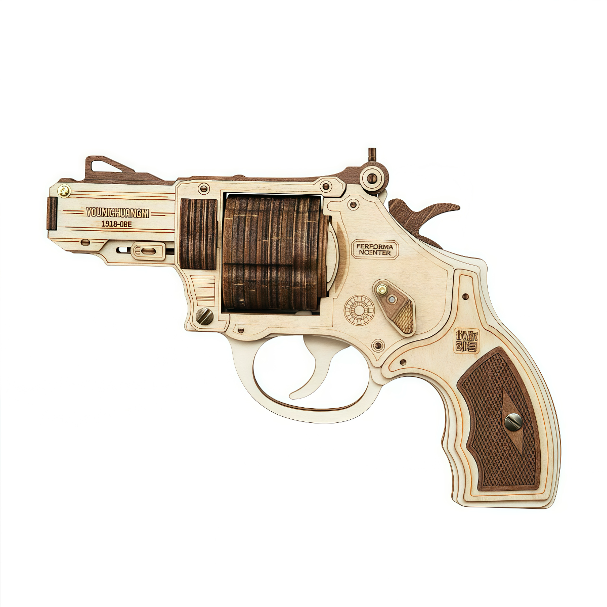 Left-Handed Revolver 3D Wooden Puzzle Model