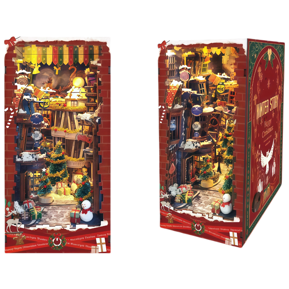 Snowy Moonlit Night Bookend Model